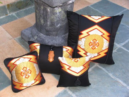 image of black obi pillows