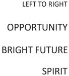 Left to right - opportunity, bright future, spirit