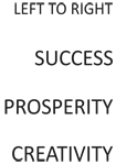 Left to right - success, prosperity, creativity